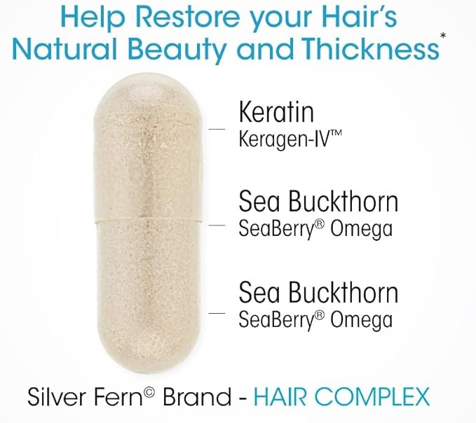 Silver Fern Hair Complex Hair Supplement for Promoting Healthy Hair - Each Bottle Contains 30 Days of Powder Supply - 2 Bottles