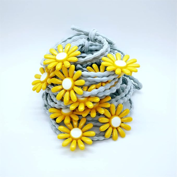 5pairs/Lot Sweet Hair Band Girl Hair Ties Hair Accessoires Small Sun Flower Design Rubber Band Perfect for Hair Style (Blue Tie)