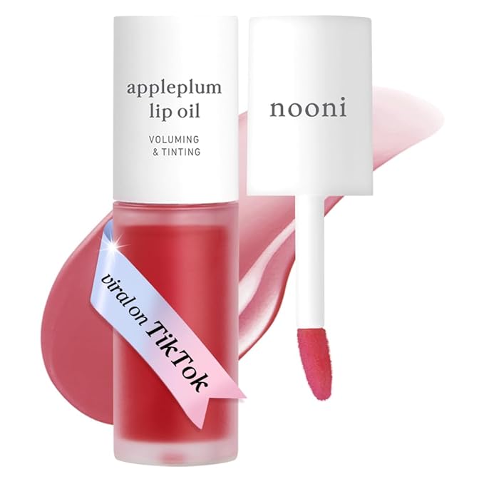 NOONI Korean Lip Oil - Appleplum | Long-Lasting, Moisturizing, Plumping, Revitalizing for Dry Lips, Waterproof, No Peel Off, Korean Tint, Hydrating, Nourishing Crystal Clear, 0.12 FL Oz