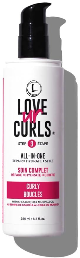 Love Ur Curls All in One Curl Cream Styler, Anti Frizz Curling Cream for Curly Hair, Repair, Define, Hydrate & Style with Shea Butter, 250mL
