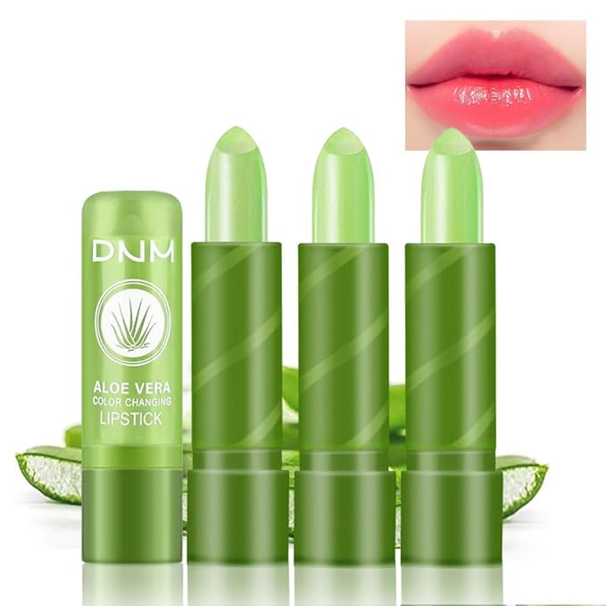 BINGBRUSH Color Changing Lipstick Long Lasting Nutritious Lip Care Magic PH Lip Balm Moisturizer Lipstick Queen, Temperature Changing LipGloss Lip Mask Makeup Set for Women (Aloe Vera)