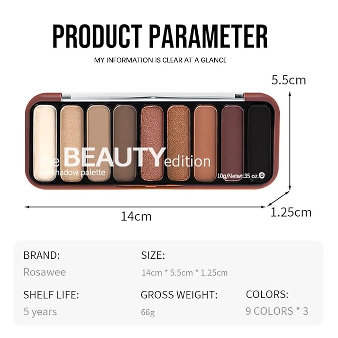 Gold Nude Brown Eyeshadow Palette – 9 Matte & Shimmer Shades in Frosted Ivory, Latte, Rose Bronze, Golden Copper & Deep Cocoa – High Pigment, Blendable, Long-Lasting Natural to Glam Smokey Eye Looks