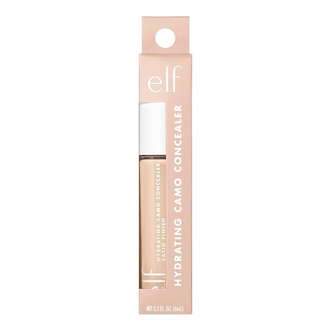 e.l.f. Hydrating Camo Concealer, Covers Blemishes & Under-Eye Circles, Full-Coverage & Delivers A Satin Finish, Vegan & Cruelty-Free, Light Ivory