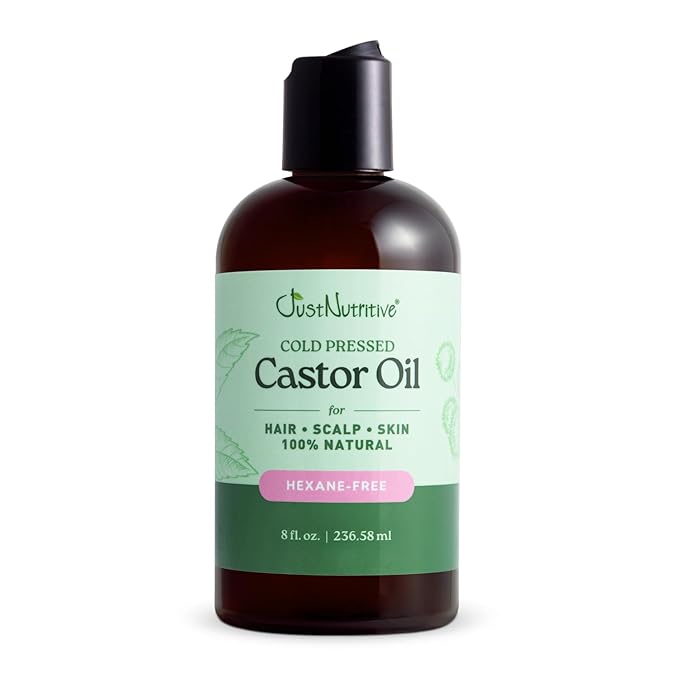 Cold-Pressed Castor Oil – 100% Pure & Hexane-Free | Hair Growth, Eyelashes & Eyebrows Serum | Deep Moisturizer for Skin & Face | Ideal for Castor Oil Packs & Scalp Treatment (8 FL. Oz.)