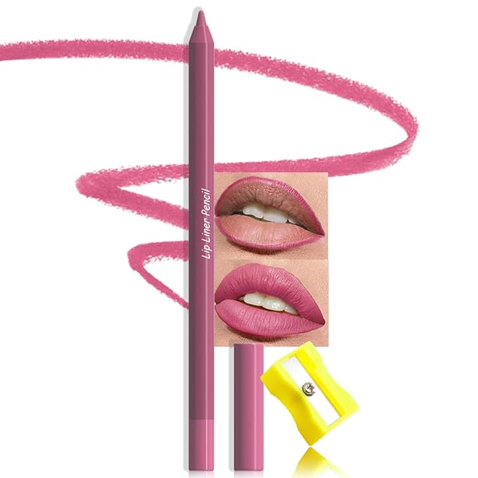 evpct 1Pcs Rose Matte Long Lasting Lip Liner Pencils Makeup for Shaping & Sculpting Lips, No Transfer Long Wear Waterproof Pigmented Lip Liner lipliners Crayon Lipstick Pencil Sharpener 11
