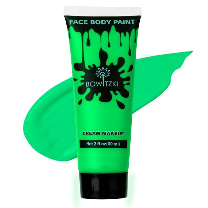 Bowitzki Face and Body Paint 2oz Cream Makeup 60ml Water Based Face Painting Special Effects For Adults Children Kids Halloween Christmas Party Stage Cosplay (Green)