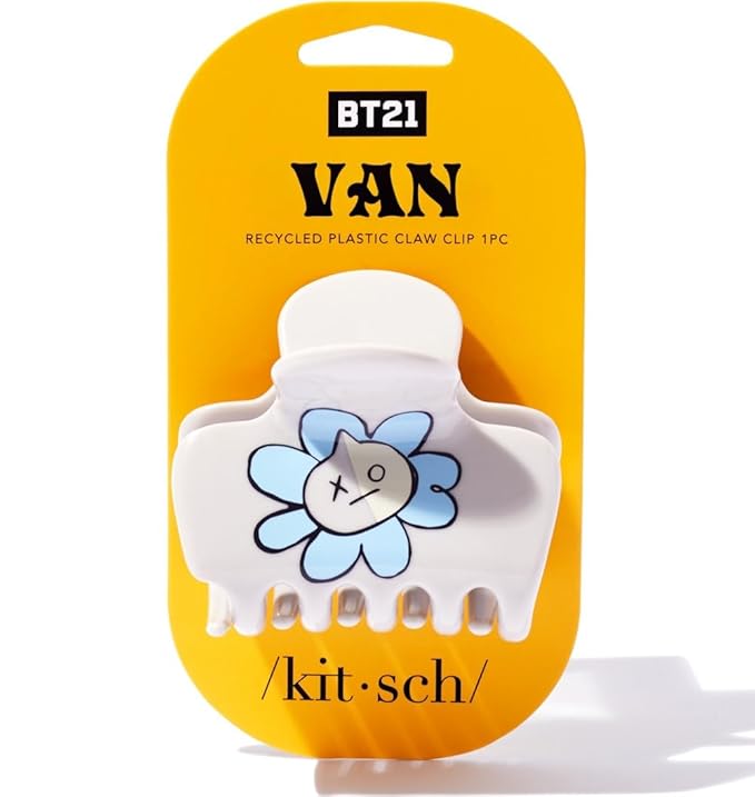 Kitsch BT21 Recycled Plastic Puffy Medium Hair Clips for Women, Medium Claw Clip for Thin & Thick Hair | Ideal Gifts for Women - VAN, 1pc