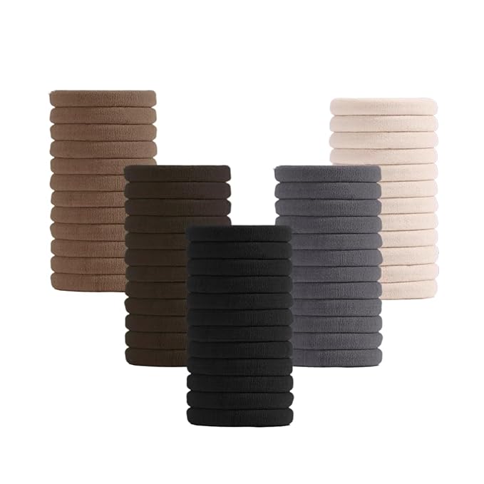 No Damage Hair Ties For Women Girls Men Kids Toddler - Soft Seamless Hair Ties For Thick & Curly Hair - Brown Rubber Bands For Hair No Pull Ponytail Holder