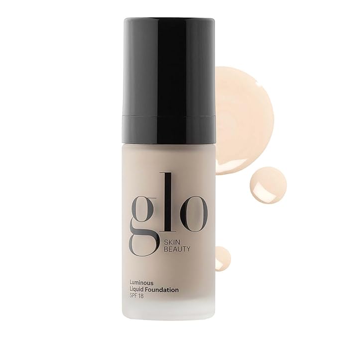 Glo Skin Beauty Luminous Liquid Mineral Foundation Makeup with SPF 18 (Porcelain) - Improves Uneven Skin Tone, Smooths & Corrects Imperfections, Sheer to Medium Coverage, Dewy Finish