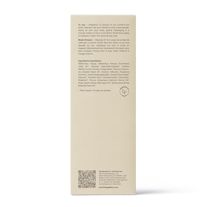 evolvetogether Nutrient-Rich Body Cleanser for Women & Men | Monaco – Mandarin, Oud & Patchouli | Cream-to-Oil Hydration, Gently Cleanses | Vegan, Cruelty-Free, Sulfate Free | (11.8 fl oz)