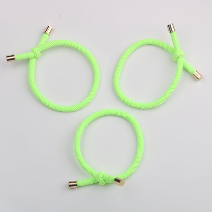 14PCS Hair Tie Elastics Knotted Hair Ties Ponytail Holders for Women Girls Elastic Hair Rubber Bands for Thin Thick Wavy Curly Straight Long Hair (Neon Yellow)
