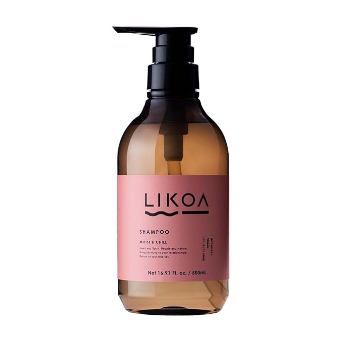 LIKOA, Moist and Chill Hydrating Shampoo, Vegan, Halal, for Damaged and Frizzy Hair, Botanical Hair Care, Oriental Floral Scent, Made in Japan, 500mL, 16.9 Fl oz