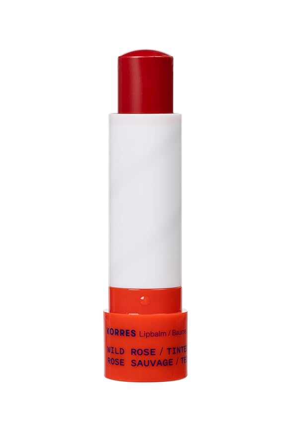 KORRES Lip Butter Stick Wild Rose Tinted Hydrating Lip Balm with Greek Hypericum Balsam Oil, Moisturizing & Subtle Tint for Soft Lips, Lip Care for Women & Men, 0.17 oz, Stocking Stuffer