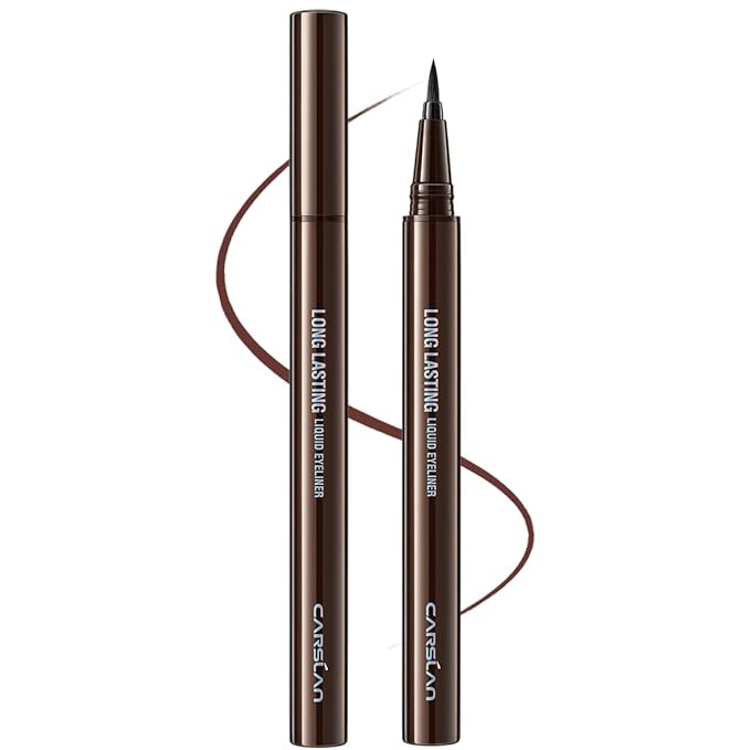 CARSLAN Liquid Eyeliner, Brown Eyeliner Liquid Liner, 12H Longlasting Eyeliners, Waterproof & Smudgeproof High Pigmented Eyeliners for Eye Makeup, Brown, 2count