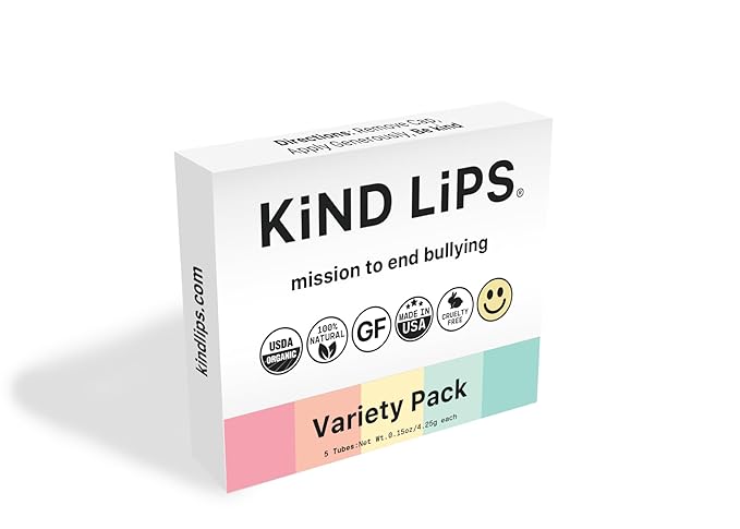 Kind Lips Organic Lip Balm Variety 5-Pack – Sweet Mint, Wild Cherry & More • 100% Natural, Clean, Moisturizing Lip Care • Made in USA • Gluten Free, Grain Free, Premium chapstick Gift Set