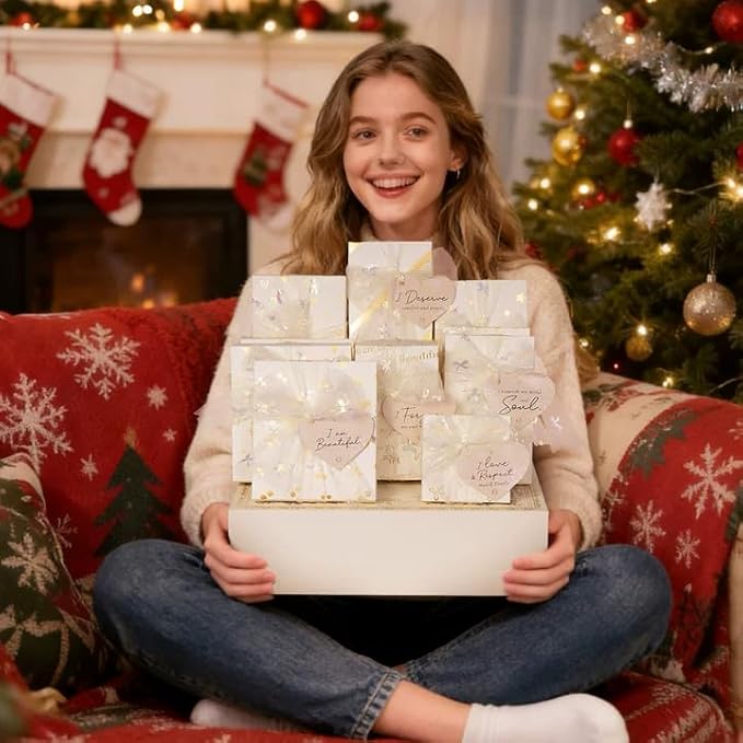 Teen Girl Gifts Trendy Stuff, 10 Positive Affirmation Cards & Empowering Challenges to Unlock 10 Wrapped Makeup Gift Set Motivational Birthday Christmas Gift Stocking Stuffers for Tween & Teenage Girl