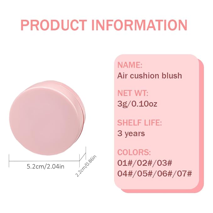 Powder Matte Blush Cheeks Face Makeup for Women With Mirror and Powder Puff Monochrome Blushes Lightweight,Smooth,Blendable,Fade and Transfer-Resistant Baked Blush,Effortless Matte Natural Finish
