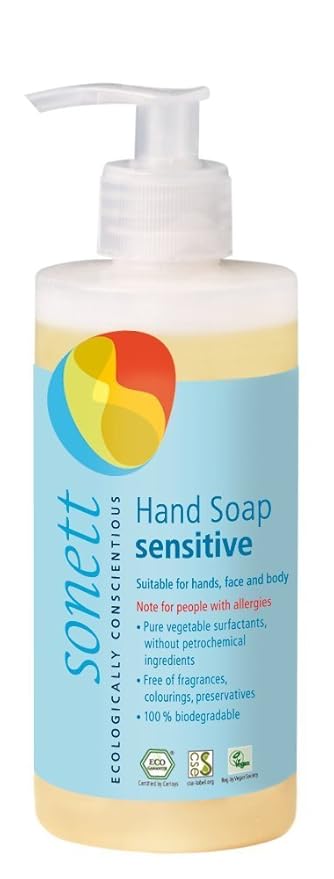 Sonett Organic Hand Soap Sensitive Liquid Body Care Suitable For Hands, Face And Body (1 Count) Certified Organically Grown