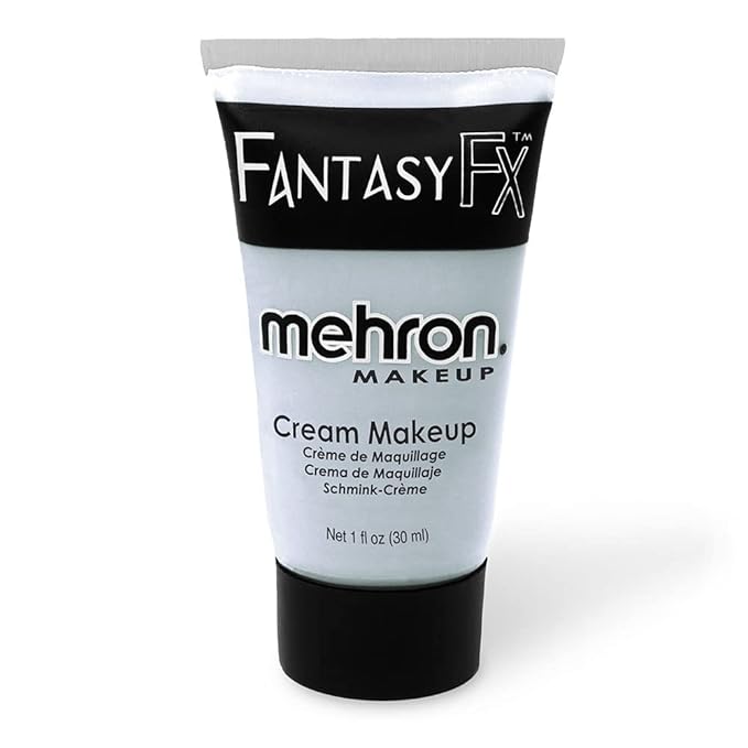 Mehron Makeup Fantasy FX Cream Makeup | Water Based | Halloween | Moonlight White Face & Body Paint For Adults 1 fl oz (30ml) (Moonlight White)