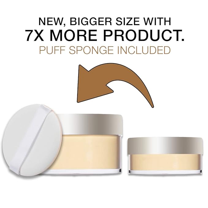 Bellapierre XL Banana Setting Powder – Color-Correcting Brightening Powder, Matte Finishing Tint, Translucent Under-Eye Baking Makeup, Lightweight Talc-Free Formula - Medium – 1 oz