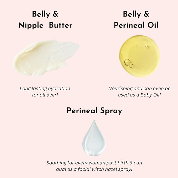 Irene Organics Belly Bundle – 5 Piece Pregnancy Skincare Gift Set with Organic Belly Butter & Natural Body Oil for Stretch Marks (5 piece set)