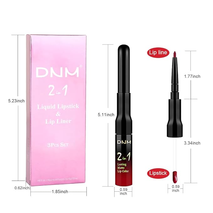 3Pcs 2 in 1 Dark Red Orange Red Fire Red Matte Lip Liner and Liquid Lipstick Stain Makeup Set for women, Long Lasting Smudge Proof Lip Tint Matte Finish Lip Gloss for All-Day Color Hold, Set29