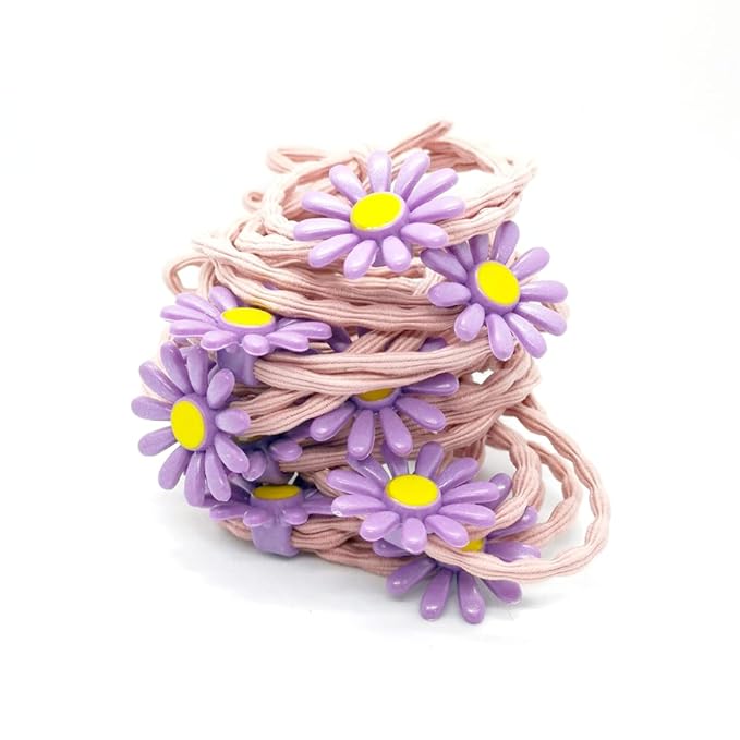 5pairs/Lot Sweet Hair Band Girl Hair Ties Hair Accessoires Small Sun Flower Design Rubber Band Perfect for Hair Style (L.Purple Tie)
