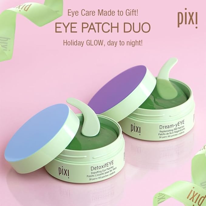 Pixi Day & Night Eye Patch Duo |Depuffing Hydrogel Under-Eye Patches for Day and Calming Hydrogel Under Eye Patch for Night | for Puffy Eyes and Dark Circles | 2 Boxes, 60 Pairs, 120 Patches