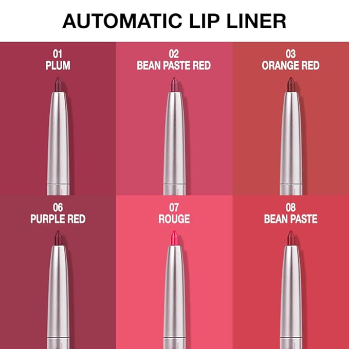 evpct Silky Lip Liner Pencil Retractable, Bean Red Smooth Lip Liner Creamy Velvet Lipliner Long-Lasting for Korean Makeup Contouring Matte Lip High Pigmented Rich Colors Crayon Lipstick Pen 08