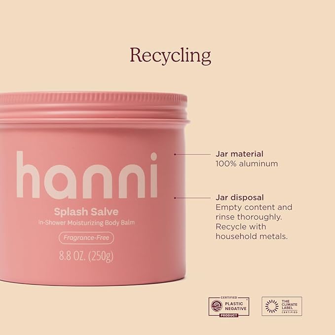 HANNI Splash Salve Body Mask, In-Shower Moisturizer with Coconut, Jojoba, Shea Butter & Glycerin, Deep Conditioning for All Skin Types, FRAGRANCE-FREE, 250 mL / 8.8 oz