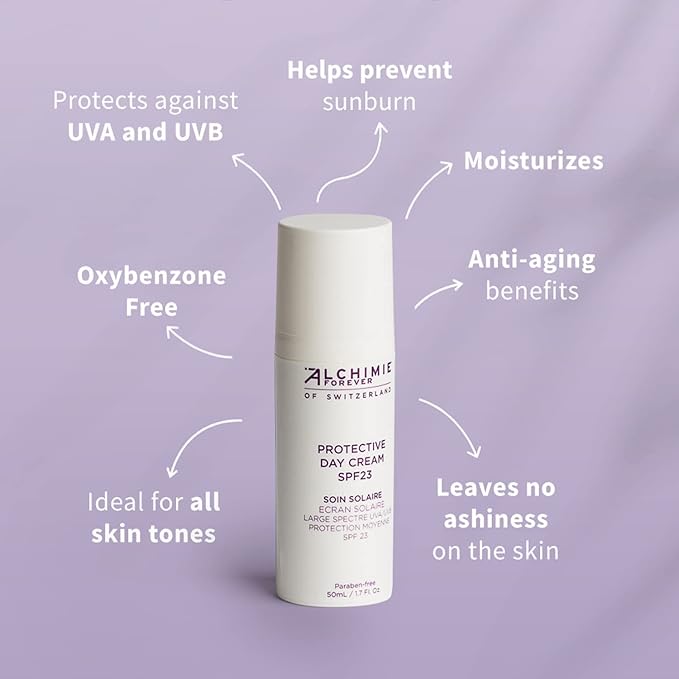 Alchimie Forever Protective Day Cream SPF 23 | Benzene-Free Protects Against UVA & UVB and Hydrates | 1.7 Fl Oz