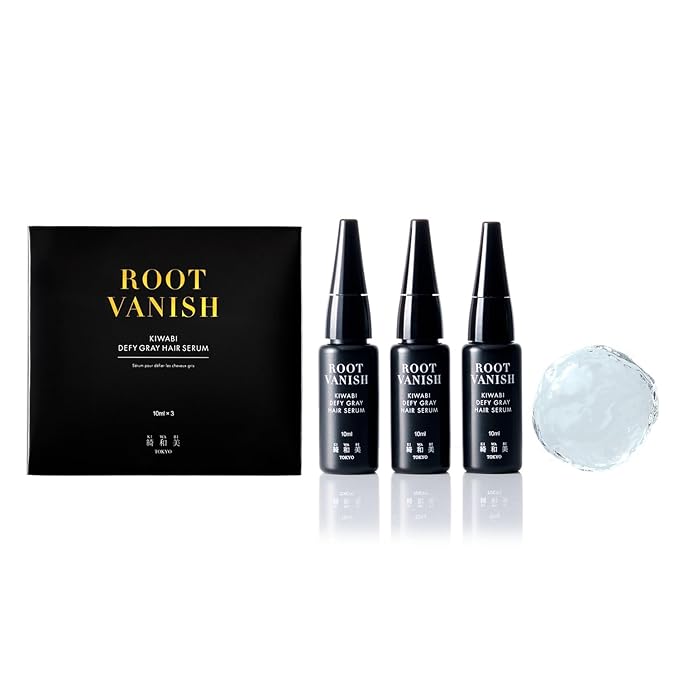 Kiwabi Root Vanish Anti Gray Hair Serum – Lightweight Daily Scalp Serum to Support Repigmentation – Hair Serums for Women & Men with Biomimetic Peptide, Ginseng, B12 – No Sulfates, No Parabens (30ml)