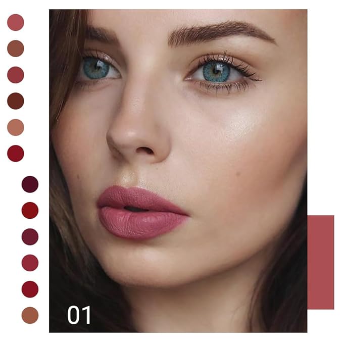 evpct 1Pcs Mauve Matte Liquid Lipstick Lip Gloss Glossy Set for Black Women 24 Hour Pink Silky Velvet Lipstick labiales matte larga duracion mate 24 horas originales 01#