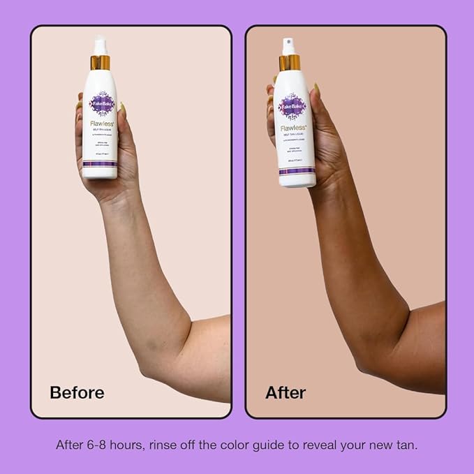 Fake Bake Flawless Self-Tanning Liquid Streak-Free, Long-Lasting Natural Glow For All Skin Tones - Sunless Tanner with Professional Mitt For Easy Application, Black Coconut Scent - 6 oz (Pack of 2)