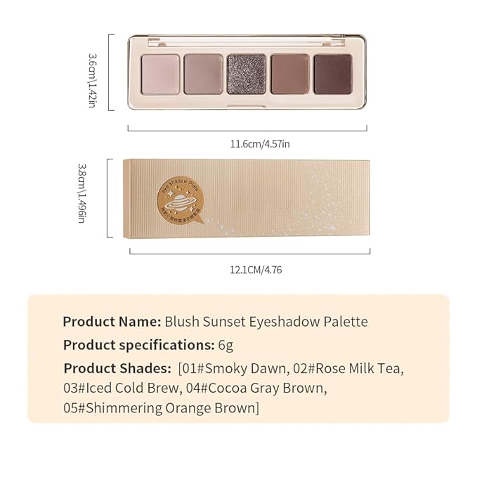 5 Colors Neutral Nude Matte & Shimmer Eyeshadow Palette,Rose Cocoa Brown Pink Neutral-Cool Mattes Glitter Eye shadow Contour Makeup Palette for Mature Women, Blue Green Eyes, Daily Natural Makeup.