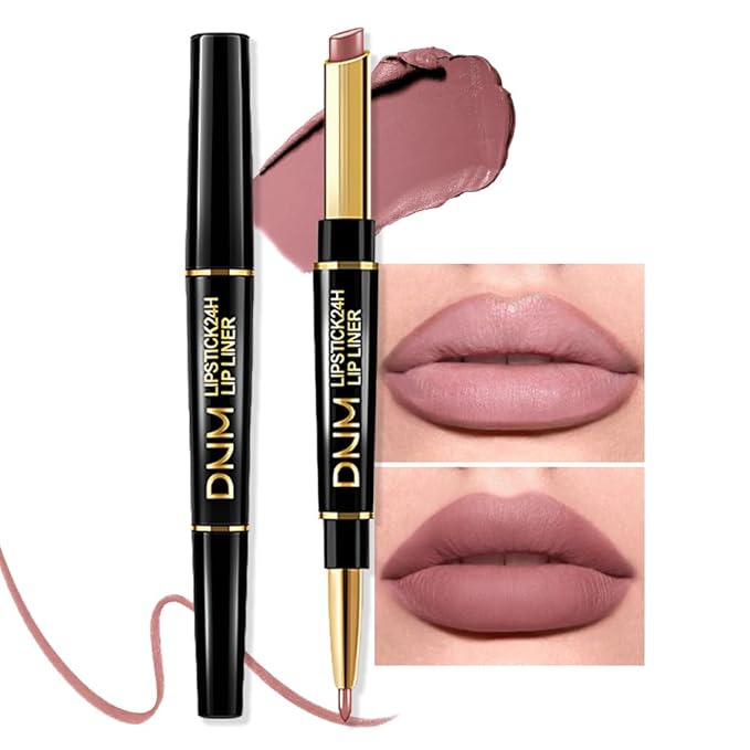 evpct 1Pcs Light Nude Beige Matte Lip Liner and Lipstick Combo Set Kit for Women, Magic Neutral Lipsticks 24 Hours Original Lipstick and Lips Liner Pencil Stain Makeup Long Lasting Waterproof, 23#