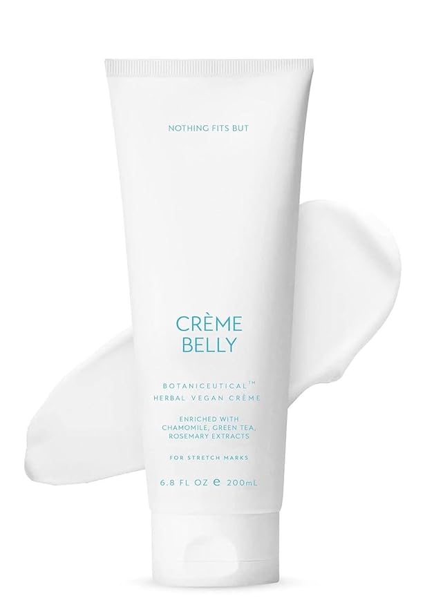 NOTHING FITS BUT Crème Belly Botaniceutical Maternity Herbal Vegan Cream for Stretch Marks Cream for Pregnancy with Rosemary, Green Tea and Chamomile Extracts (6.8 fl oz / 200ml)