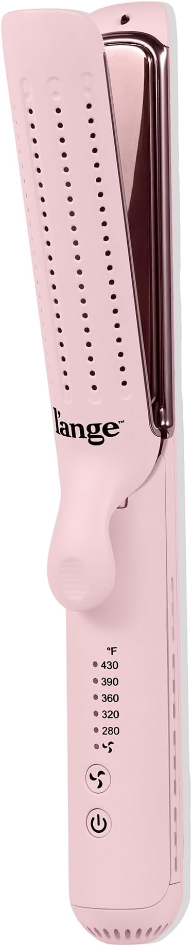 L'ANGE HAIR Le Duo Edge 360° Airflow Titanium Styler Blush | 2-in-1 Flat Iron Straightener & Curling Iron | 1” Wide Titanium Plates with Rounded Corners & Softly Beveled Edges (Blush)