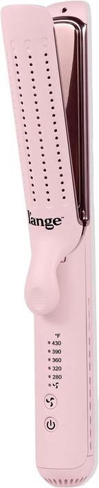 L'ANGE HAIR Le Duo Edge 360° Airflow Titanium Styler Blush | 2-in-1 Flat Iron Straightener & Curling Iron | 1” Wide Titanium Plates with Rounded Corners & Softly Beveled Edges (Blush)
