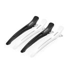 AIMIKE 4pcs Professional Hair Clips for Styling Sectioning, Non Slip No-Trace Duckbill Hair Clips w/Silicone Band, Salon and Home Hair Cutting Clips for Hairdresser, Women, Men - White & Black 4.3”