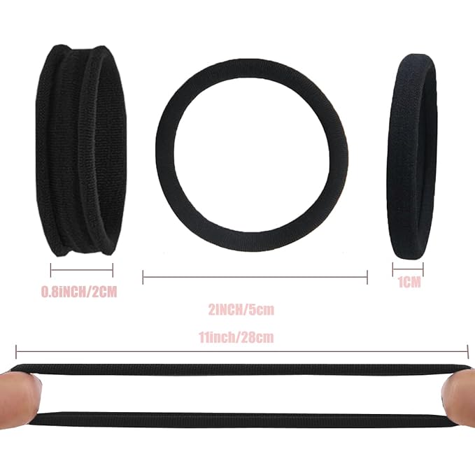 20pcs Thick Seamless Hair Ties for Curly Heavy and Long Hair - Hair Elastics for Women Men Girls Big Pony tails Holders Updos & Braids For All Hair Types No Damage No Tangle & No Breakage