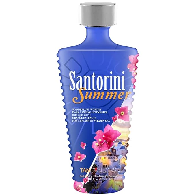 Tanovations SANTORINI SUMMER skin softening dark tanning Intensifier tanning bed lotion, 11 ounce