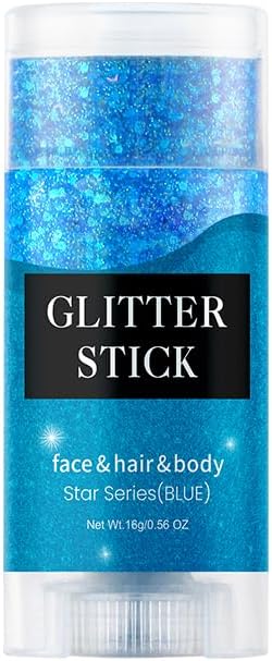 Blue Body Glitter Stick, Sparkling Neon Outfit Singer Concert Music Rave Festival Party Accessories Face & Body Glitter Gel Makeup.