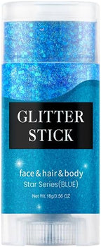 Blue Body Glitter Stick, Sparkling Neon Outfit Singer Concert Music Rave Festival Party Accessories Face & Body Glitter Gel Makeup.