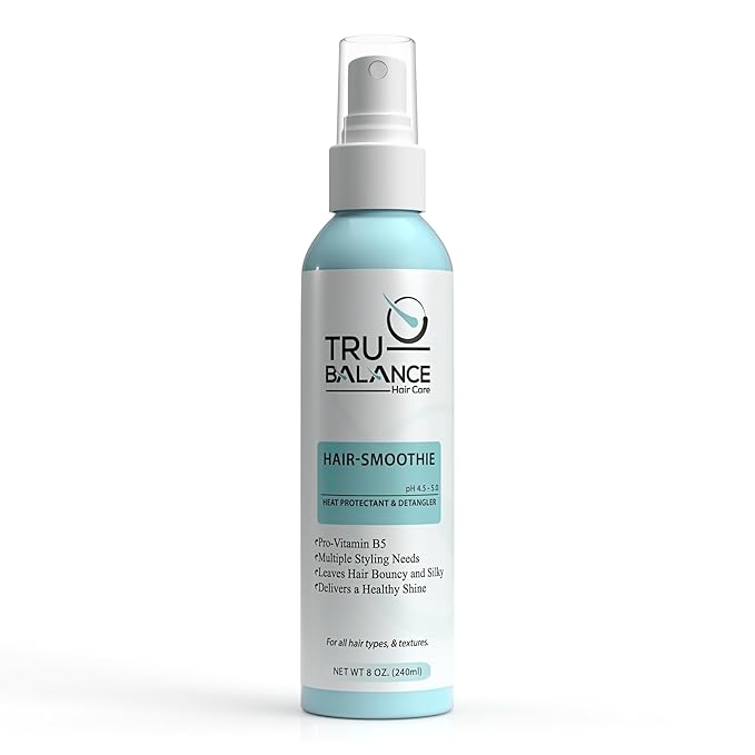 TRU-BALANCE Hair-Smoothie – Best Leave-in, Heat Protectant & Hair Detangler Spray with Vitamin E, Coconut Oil and Vitamin B-5 | Perfect Treatment and Prep for Your Hair's Awesome Styling - 8 oz