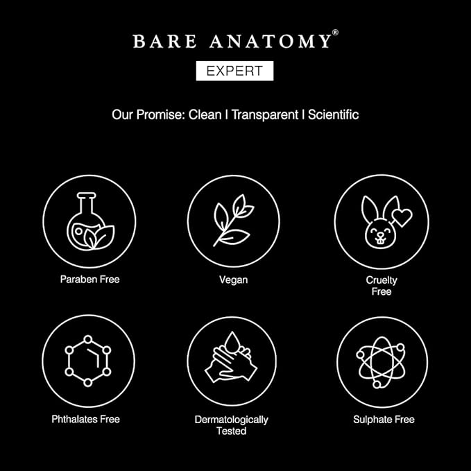 Bare Anatomy Anti Frizz Shampoo, Frizz Control Upto 24 Hours, Powered By Hyaluronic Acid & Fatty Acids, Dry & Frizzy Hair, Smooth, Shiny & Frizz Free Hair For Unisex, 250ml