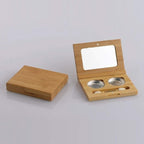 1 Piece Bamboo Empty Eye Shadow Case Box Double Grid Tinplate Palette Pans Bamboo Eyeshadow Case Magnetic Eyeshadow Palette Cosmetics Organizer Container with Makeup Brush for Eye Shadow Blush Powder
