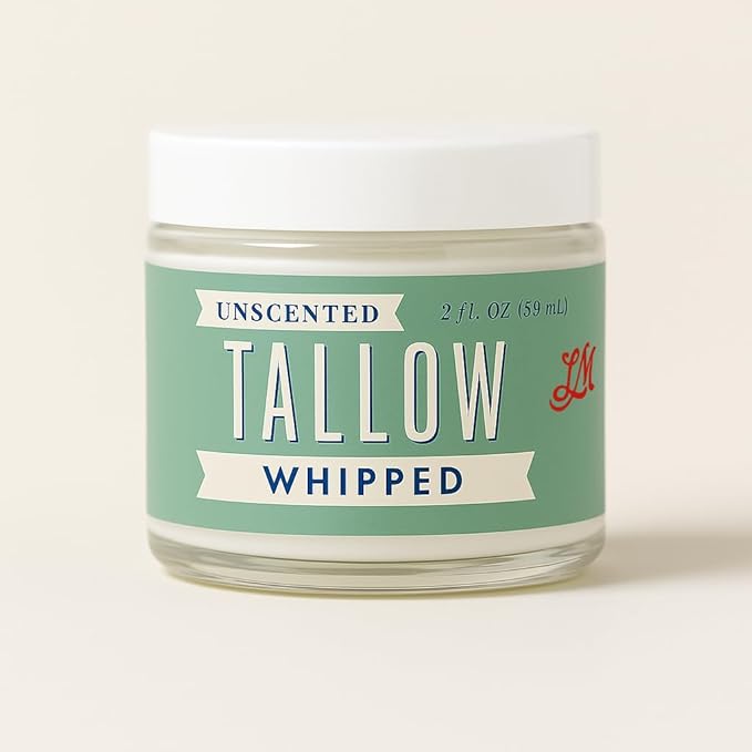 Whipped Tallow 2oz - All Natural Face Cream + Whole Body Moisturizer for Dry Skin - No Preservatives, Parabens or Seed Oils - 100% Pure, No Added Fragrance - USA Made (Unscented)