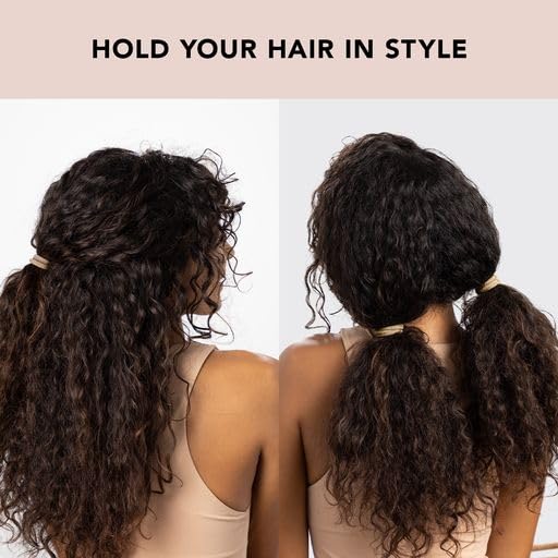 Kitsch Hair Ties No Damage - Strong, Stretchy Hair Bands | Soft Nylon with Glitter Ponytail Holders, Snag-Free Rubber Bands, Perfect for Updos & Braids | Ideal Gifts for Women - Neutral, 12pcs