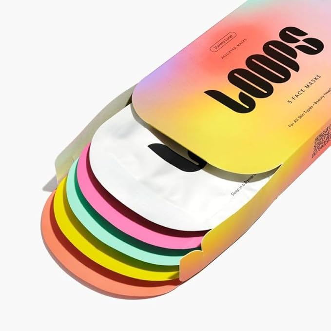 LOOPS VARIETY LOOP KIT - Hydrogel Korean Face Mask for Every Skin- Five Collagen Face Masks fo, Detoxifying, Repairing, & Rejuvenating - Gifts for Women, Stocking Stuffer - 5 Pc